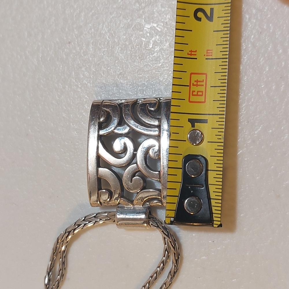 Brighton Deco Lace Rectangle Scroll Pendant Silver Plated 2-Strand Necklace - Picture 5 of 6